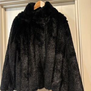 Jaclyn Smith Black Faux Fur Coat